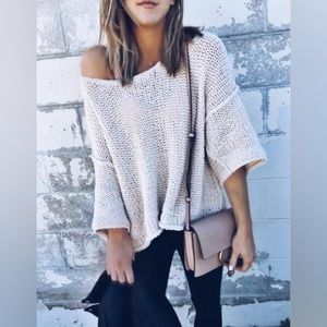 Free People oversized cream knitted sweater